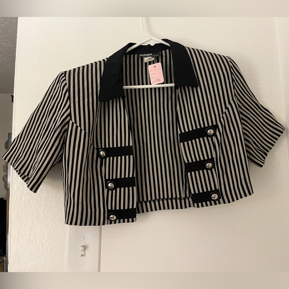 Chic Striped Blouse with Black Accents